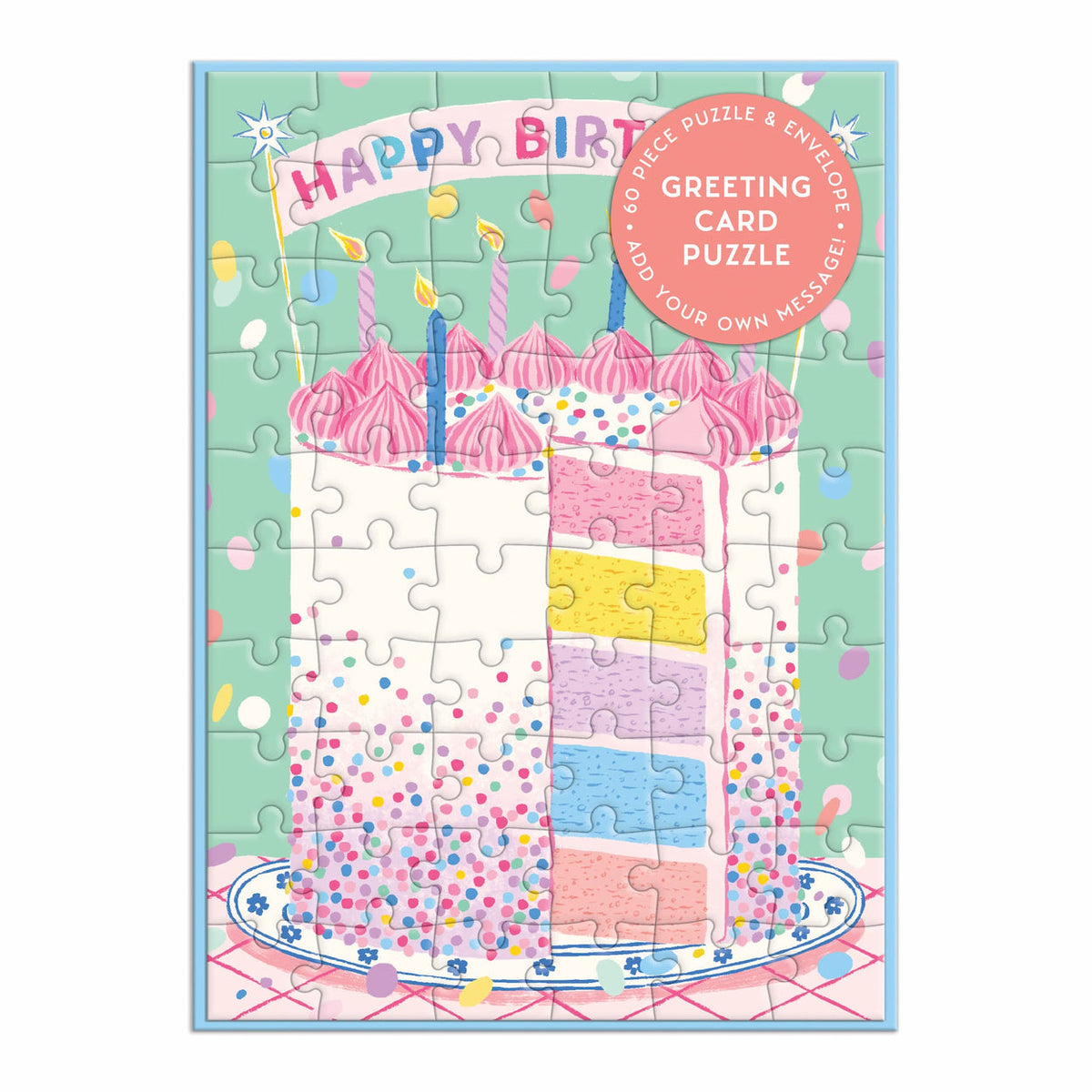 Confetti Birthday Cake tarjeta rompecabezas 60 piezas