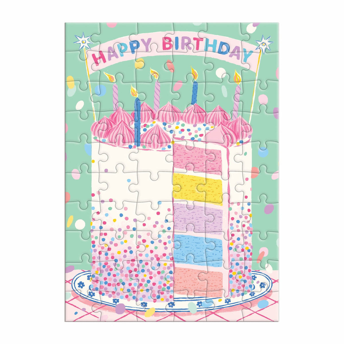 Confetti Birthday Cake tarjeta rompecabezas 60 piezas